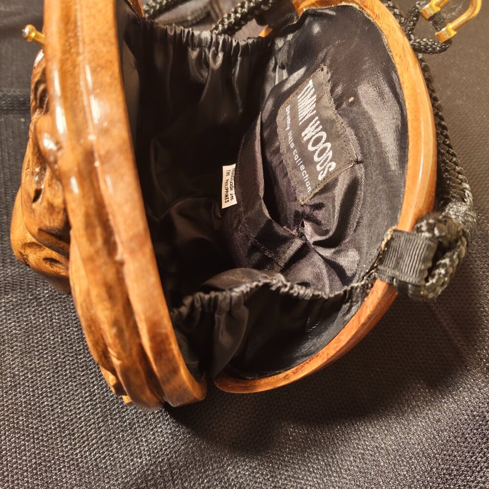 Vintage Hand-Carved Acacia Wood Lion Head Shoulder Bag from Timmy Woods Collecti - Picture 7 of 10